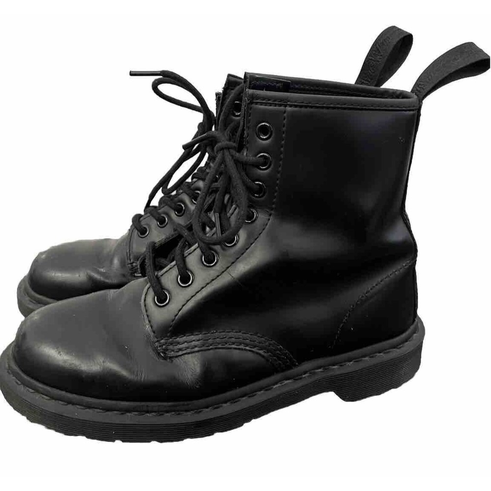 Dr. Martens 1460 Mono Smooth Leather Lace Up Boots  Black Women's Size 7
